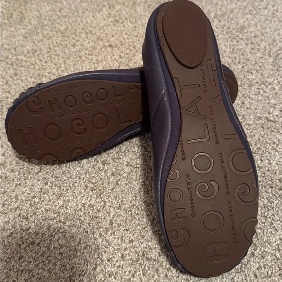 Chocolat Blu Navy Blue Leather Flats - Picture 3 of 6